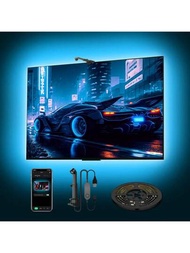 5米長電視背景燈條，具有RGB彩色，透過手機應用程式與屏幕同步，適用於55-65英寸電視，由USB接口供電