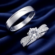 SAN950 C132 Couple Engagement Wedding Ring - 950 Silver Palladium PLATINUM Original - Custom Handmad