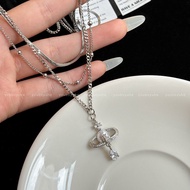 Authentic British Vivienne Westwood Empress Dowager Saturn Pearl Necklace Womens 2025 New Layered Cl