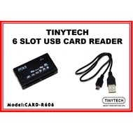 TINYTECH 6 SLOT USB CARD READER/USB 2.0/USB 1.1/SDHC/MMC, Ms/MsPRO, T-Flash, M2, CF, XD