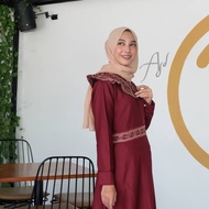Gamis Rinjani Moscrepe Sulam Bunga | Dress Kondangan Mewah