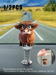 1 Set Of Acrylic Keychain With Calf Wearing Glasses And Calf Rocking Figurine 2d Plane, Cute Rocking