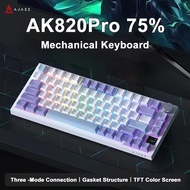 AJAZZ AK820 Pro 75% Wireless Mechanical Keyboard with Screen, Tri-Mode, Hot-Swap, 4000mAh for Gaming