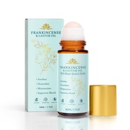 Frankincense and Castor Oil Roll On, Rose Quartz Roller for Face Neck & Body, Soothing Moisturizing 
