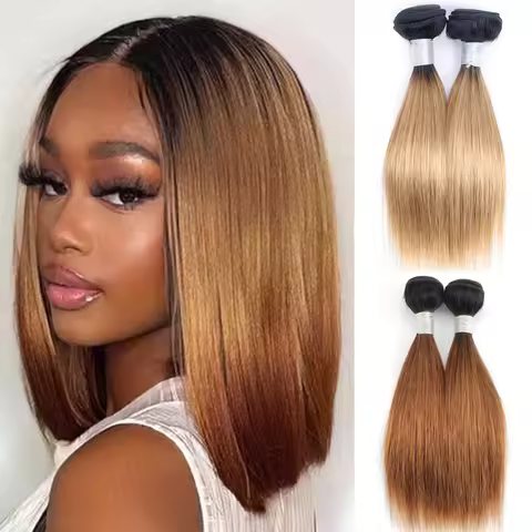 1 Bundle Human Hair Weave 50g/pc 1B/27 1B/30 Ombre Honey Blonde 10-18 inch Straight 100% Human Hair 