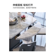Italian Mild Luxury Marble Dining Tables and Chairs Set round Modern Restaurant Dining Table Multi-Functional High-End Stone Plate Dining Table