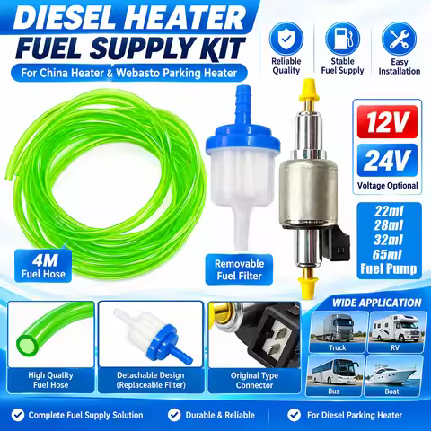 12V 24V Air Diesel Heater 4M Fuel Hose+Oil Filter+Oil Fuel Pulse Pump 22/28/32/65ml For Webasto Eber
