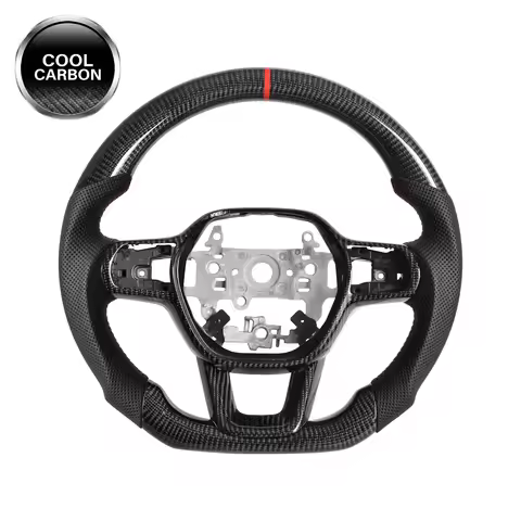 Carbon Fiber Steering Wheel for Honda Civic 2022-2024 Gen 11th, D-shaped Flat-bottom Nappa Perforate