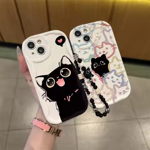 Cute Cute Black Cat Chain Case For Huawei MAGIC 7Lite Honor 200 400 Lite 300 Pro 90 X9D X9C SMART 5G