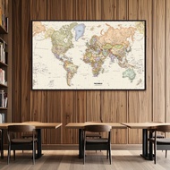 &best& World Map,Polyester,Educational Wall Decor,Horizontal Hanging,for Classroom,Home ,Classroom D