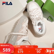 斐乐（FILA）斑斓鞋ROSETTA女鞋板鞋新款面包厚底鞋复古休闲鞋 奶白/浅粉-GP 35.5