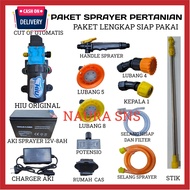 Paket Dinamo Pompa Sprayer Elektrik AKi Sprayer Elektrik 12v 8Ah / Pompa Dc Hiu Original 100Psi