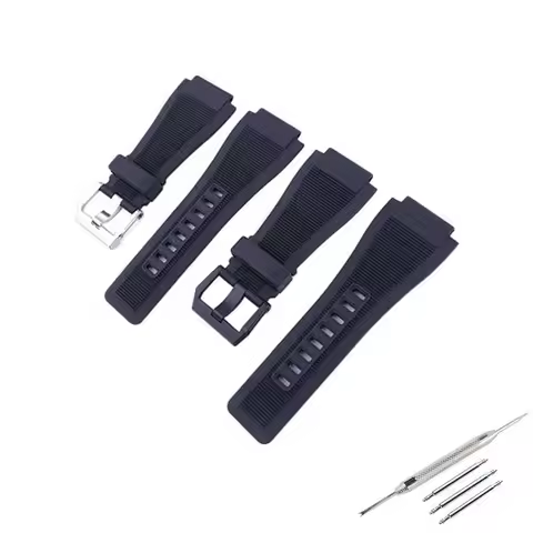 24mm Men and Women Rubber watch band belt buckle Compatible for Bell Ross BR01/BR03 soft silicone wa