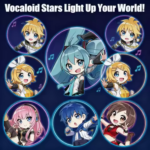 Vocaloid Anime Badge Pin Brooch Keychain Accessories Gift for Fans Miku Hatsune Rin Len Kagamine Luk