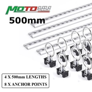 4 x 500MM Round Anchor Track Tie Down Rail And 8 x Anchor Point System Aluminium Tracking Bike Motor