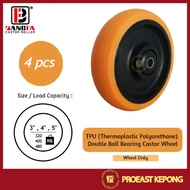 BANGFA Castor Roller 4pc 'WHEEL ONLY' 3''/4''/5'' TPU Double Ball Bearing Castor Wheel