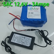 Sạc Pin 12V 3A. Chuyên sạc pin Lithium pin sắt bình acquy pin 126V. Có đèn báo Đầy tự ngắt - LIMO