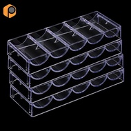 [prettyia] 4x Acrylic Poker Chips Tray Storage Case 100 Chips for Party Home Casino Game