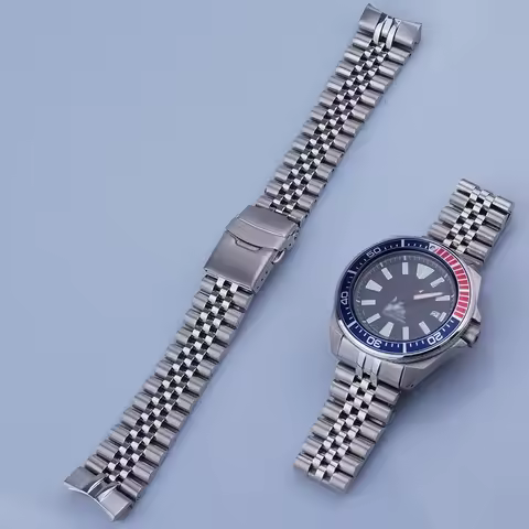 Rolamy 22mm Jubilee Strap For Seiko King Samurai Prospex SRPE33 35 37 SRPD23 SRPF03 09 Solid CurvedE