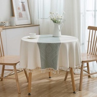 Yimanqiyun Green Jacquard Geometric Tablecloth Art Round Table Coffee Table Table Cloth Art Long Tab
