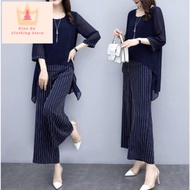 TOP Korean Summer Beach Outfit Casual Attire Coordinates Square Pants Terno Challis Jacket And Jagge