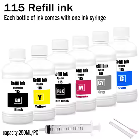 For Epson Refill Ink Kit 115 For Epson EcoTank L8160 L8180 Printer 250ML Pigment Refill Ink Dye Refi