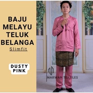 Baju Melayu Slim Fit &gt;&gt;  DUSTY PINK Teluk Belanga (Size Baby - 4XL)