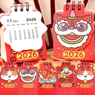 8-2Pcs 2026 New Year Bean Desk Calendar - Chinese Style Calendar - Mini Yearly Schedule - Coil Flip 