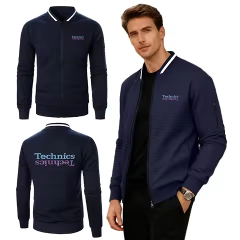 Simplicity Technics Jackets Daily Casual Sports Mens Sweatshirt Baseball Collar Jersey Waffle Knit C