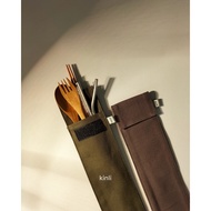 PERALATAN Kinli travel cutlery set with canvas pouch cutlery set
