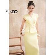 SIXDO Yellow Woven Pencil Dress (Yellow Woven Pencil Dress)