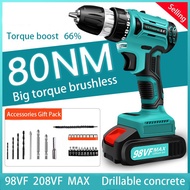 #Drill# 208VF 98VF impact can drill wall rechargeable Electric Cordless Drill 1/2 Battery 25-speed tools cordless screwdriver cordless drill  electric drill