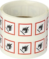 Accuform LZH601EV5 GHS Pictogram Label, FLAME, 1" Length x 1" Width, Adhesive-Poly, Red/Black on Whi