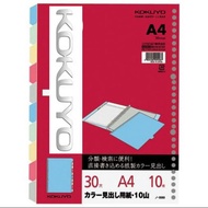 Loose Leaf Divider 10 colors for A4 Binder 30Ring