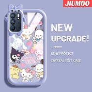 เคส JIUMOO สำหรับ OPPO Reno 6 5G Reno 6 Pro 5G 6Z Reno 5G เคสการ์ตูนน่ารัก Kuromi Kitty รูปสัตว์ประหลาดตัวเล็กๆนิ่มสำหรับเลนส์เคสโทรศัพท์โปร่งใสใสกันกระแทกป้องกันซิลิโคนเคส