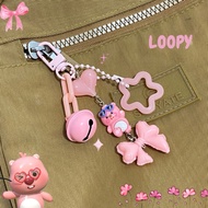 GANTUNGAN Loopy Pink Bag Hanger | Ganci Loopy Cute | CHARACTER KEYCHAIN | Bag Charm Loopy Beads