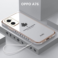 Casing OPPO A76 Case Plating Maple Leaves Cover Soft TPU Phone Case OPPO A76