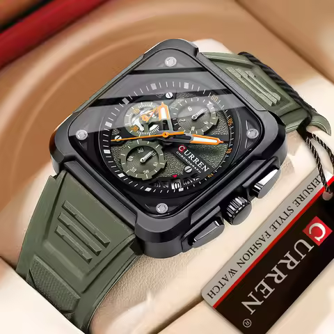 CURREN Top Brand Men's Watches Luxury Square Quartz Wrist Watch Original Waterproof Luminous Chronog