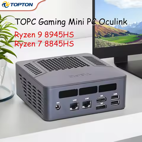 TOPC Gaming Mini PC, Oculink, AMD Ryzen 9 8945HS/R7 8845HS, 2x2.5G LAN, 2xPCIe4.0, 2xDDR5, Win11 Pro