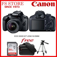 CANON EOS DSLR 3000D KIT 18-55MM FREE 64GB CARD & BAG & CLEANING SET & BATTERY OEM LPE10 & QUALITY