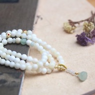 天然白色硨磲玉化貝殼闢邪保平安手鏈手串轉運納福佛珠飾品女