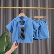 【Ready stock】男童套装夏季衬衫领带洋气帅气儿童宝宝两件套短袖夏装潮Boys' set, summer shirt, tie, stylish and handsom 9wMj7aLst61