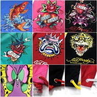 Can Install Ed hardy Drawstring Backpack/Bag Pocket [High-Quality Tiger Head Zipper] mi Castle'mi ca
