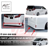 Toyota Alphard/ Vellfire AGH30 Forte Japan Style Rear Bumper/ Side Skirt
