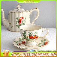 French Retro Teapot Coffee Cup Set Gold Edge Cup Saucer Flower Big Teacup English Afternoon Tea Cup
