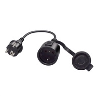 German Standard Male to Female with Waterproof Cover Power Extension Cord EU4.8MM Two Round Pin Plug