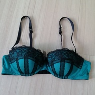 H&M A34/A75 Bra Second-Hand 1 Green Black Lace​ Greener Than In The Picture​ sexy Half-Cup Style Adj