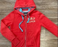 Superdry-極度乾燥厚棉紅色連帽外套