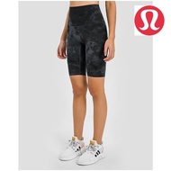 Lululemon new printed yoga quarter pants women's nude high waist stretch belly compression fitness pants