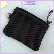 [Ready Stock] New Men's Polyester Fiber Double Zipper Wallet Mesh Double Layer Storage Bag Carry-On Wallet Small Bag Coin Purse